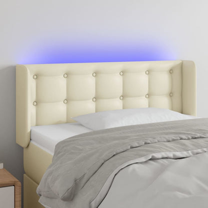 Cabeceira de cama c/ LED 83x16x78/88 cm couro artificial crème