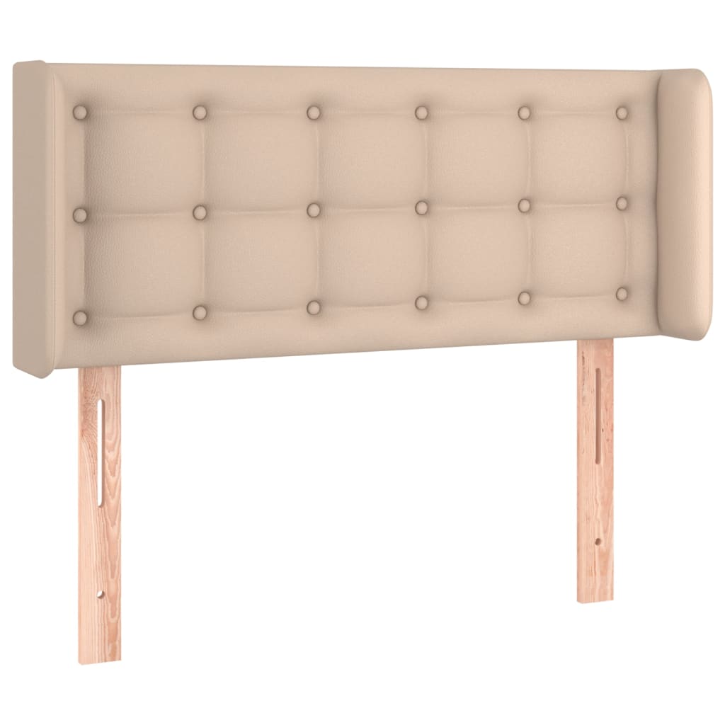 Cabeceira cama c/ LED couro artificial 83x16x78/88cm cappuccino