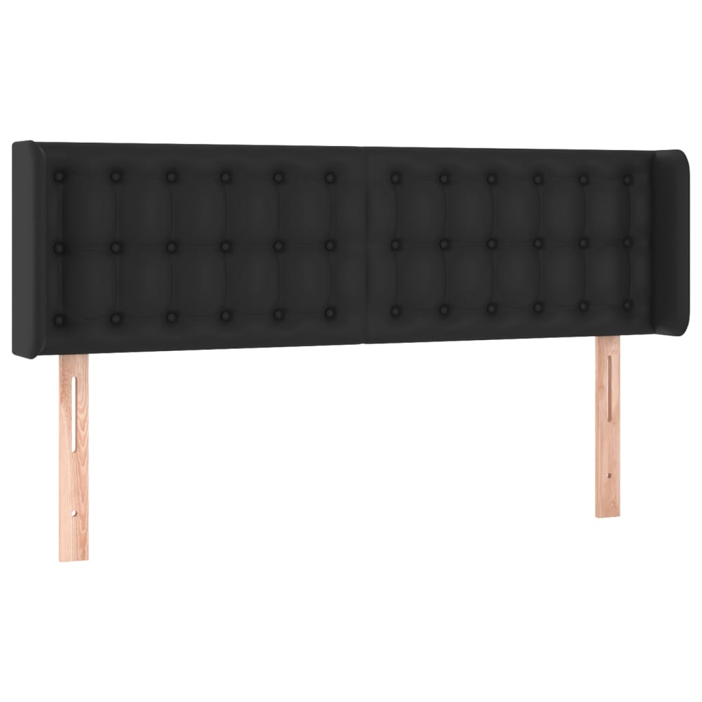 Cabeceira de cama c/ LED couro artificial 147x16x78/88 cm preto