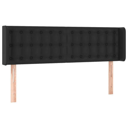 Cabeceira de cama c/ LED couro artificial 147x16x78/88 cm preto