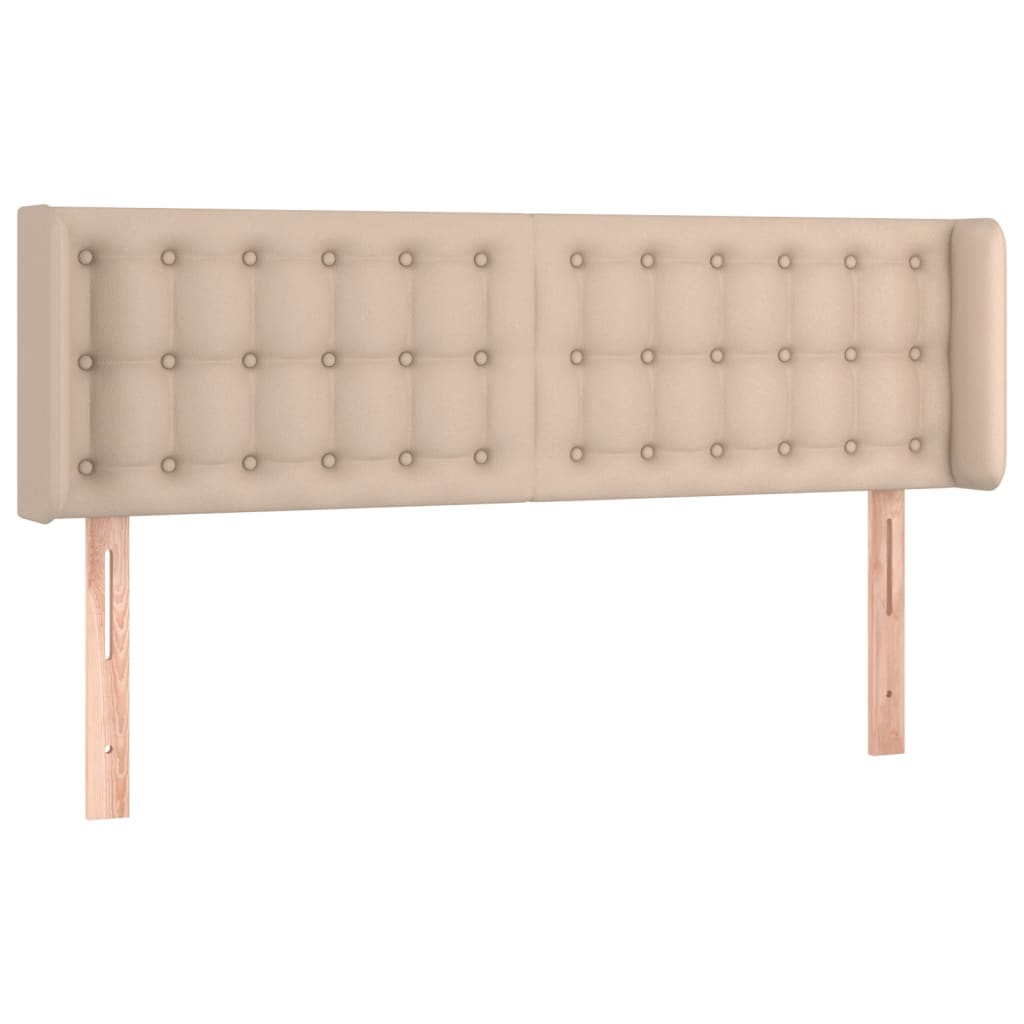 Cabeceira cama LED couro artificial 147x16x78/88 cm cappuccino