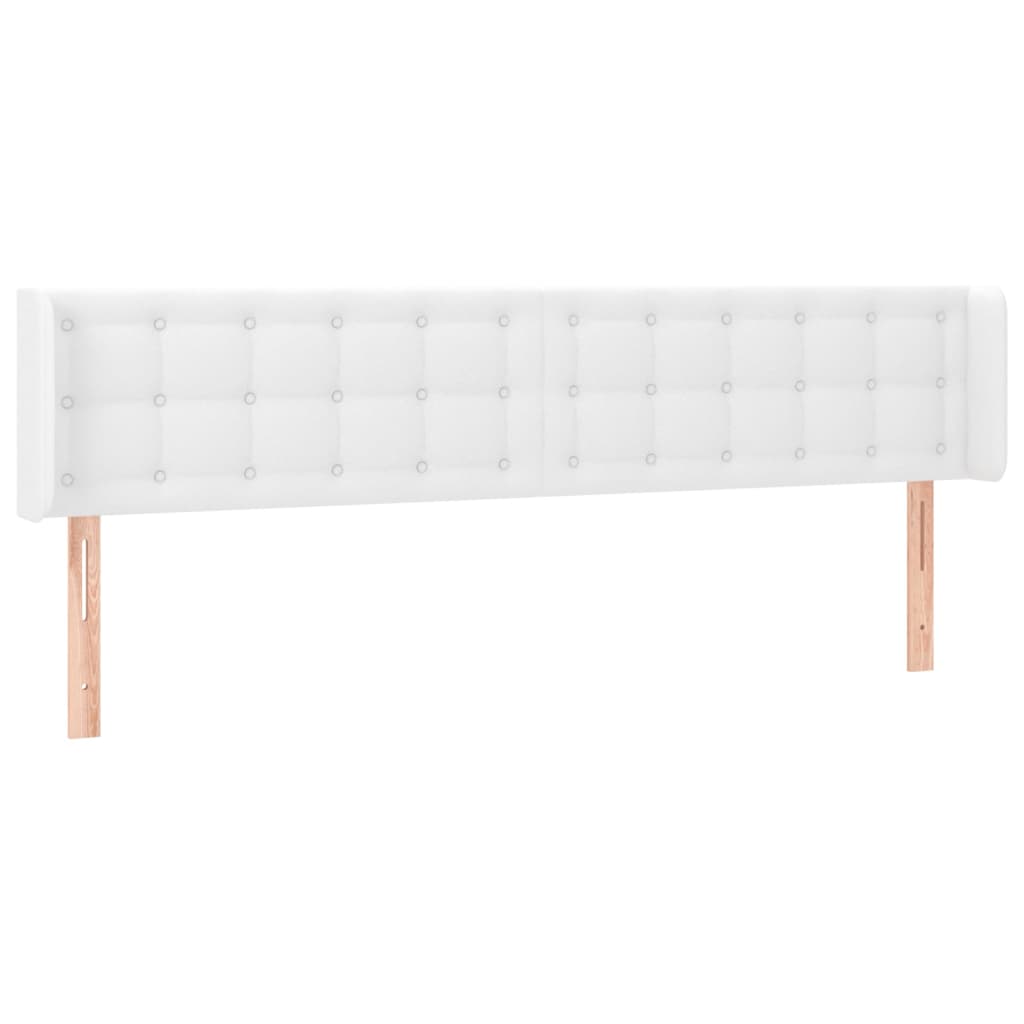 Cabeceira de cama c/ LED couro artificial 163x16x78/88cm branco