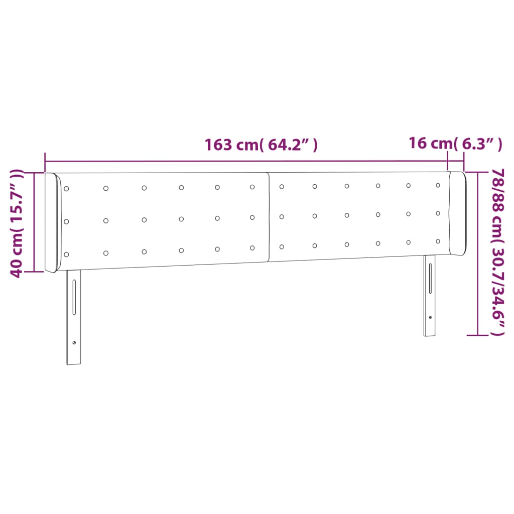 Cabeceira cama LED couro artificial 163x16x78/88 cm cappuccino