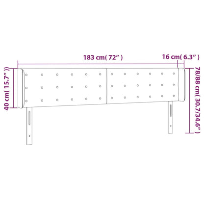 Cabeceira cama c/ LED 183x16x78/88 cm couro artificial cinzento