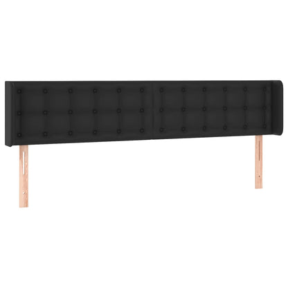 Cabeceira de cama c/ LED couro artificial 203x16x78/88 cm preto