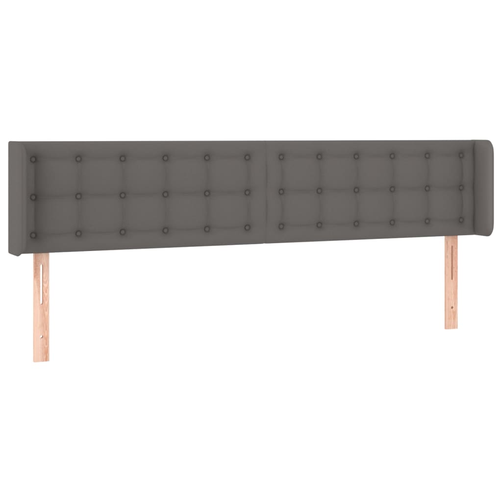 Cabeceira cama c/ LED 203x16x78/88 cm couro artificial cinzento