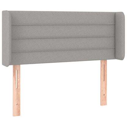 Cabeceira de cama c/ luzes LED tecido 93x16x78/88cm cinza-claro