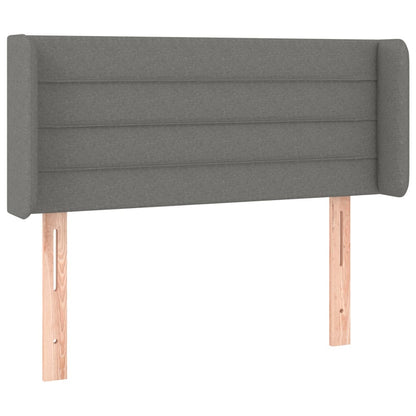 Cabeceira cama c/ luzes LED tecido 103x16x78/88cm cinza-escuro