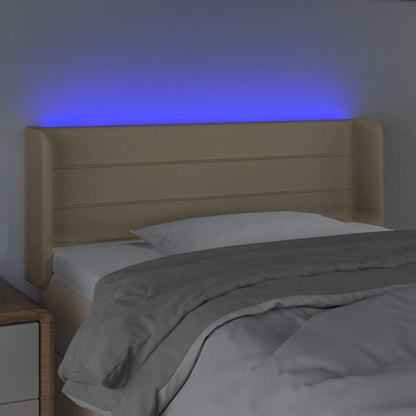 Cabeceira de cama c/ luzes LED tecido 103x16x78/88 cm cor creme