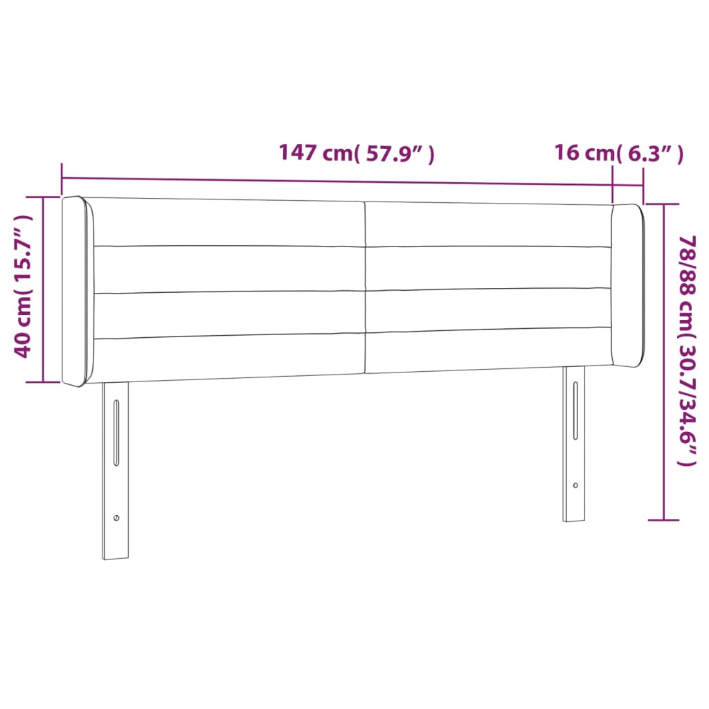 Cabeceira cama c/ luzes LED tecido 147x16x78/88 cm cinza-claro