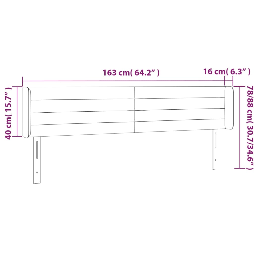 Cabeceira de cama c/ luzes LED 163x16x78/88cm cinza-acastanhado