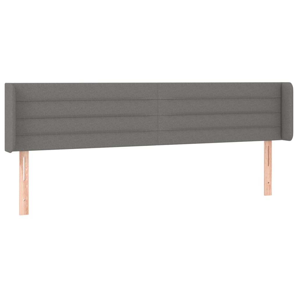 Cabeceira cama c/ luzes LED tecido 183x16x78/88cm cinza-escuro