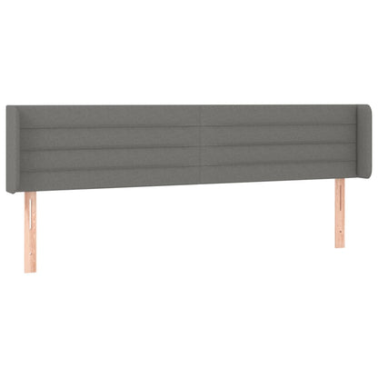 Cabeceira cama c/ luzes LED tecido 203x16x78/88cm cinza-escuro