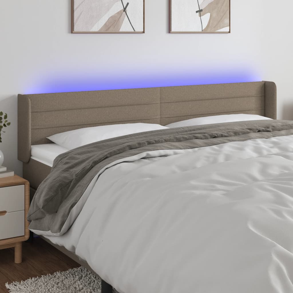 Cabeceira de cama c/ luzes LED 203x16x78/88cm cinza-acastanhado