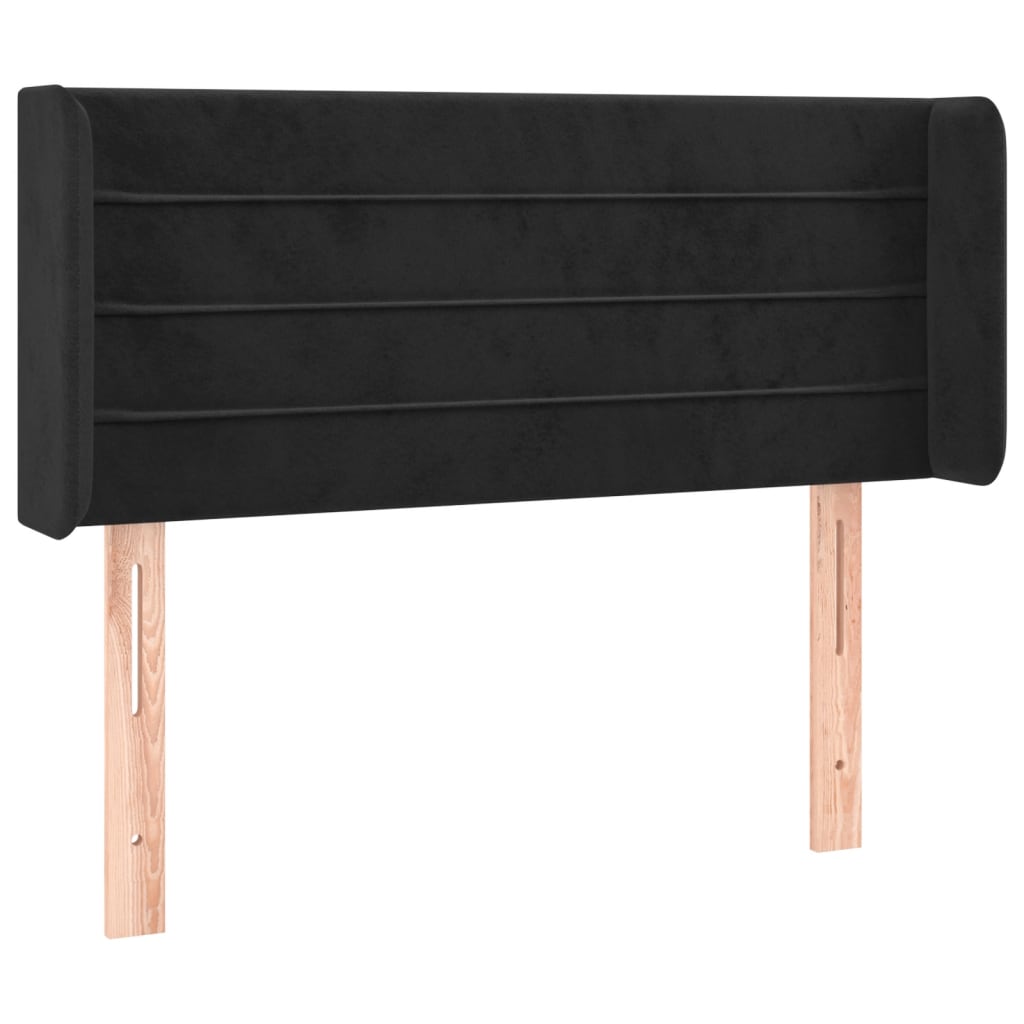 Cabeceira de cama c/ luzes LED veludo 83x16x78/88 cm preto