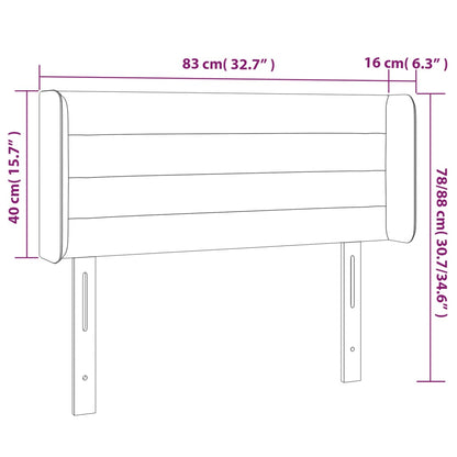 Cabeceira de cama c/ luzes LED veludo 83x16x78/88 cm preto