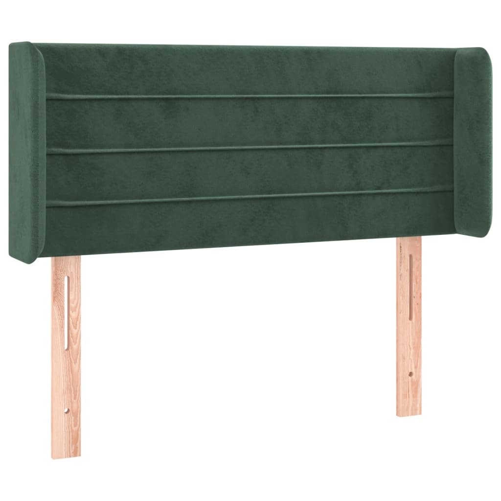 Cabeceira cama c/ luzes LED veludo 83x16x78/88 cm verde-escuro