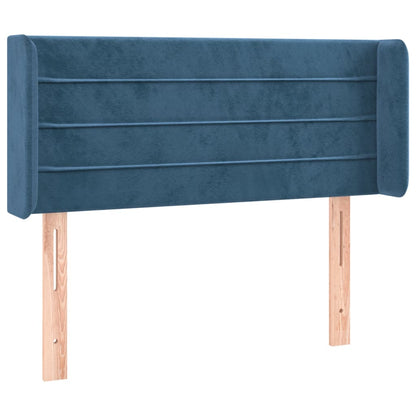 Cabeceira de cama c/ luzes LED veludo 83x16x78/88cm azul-escuro