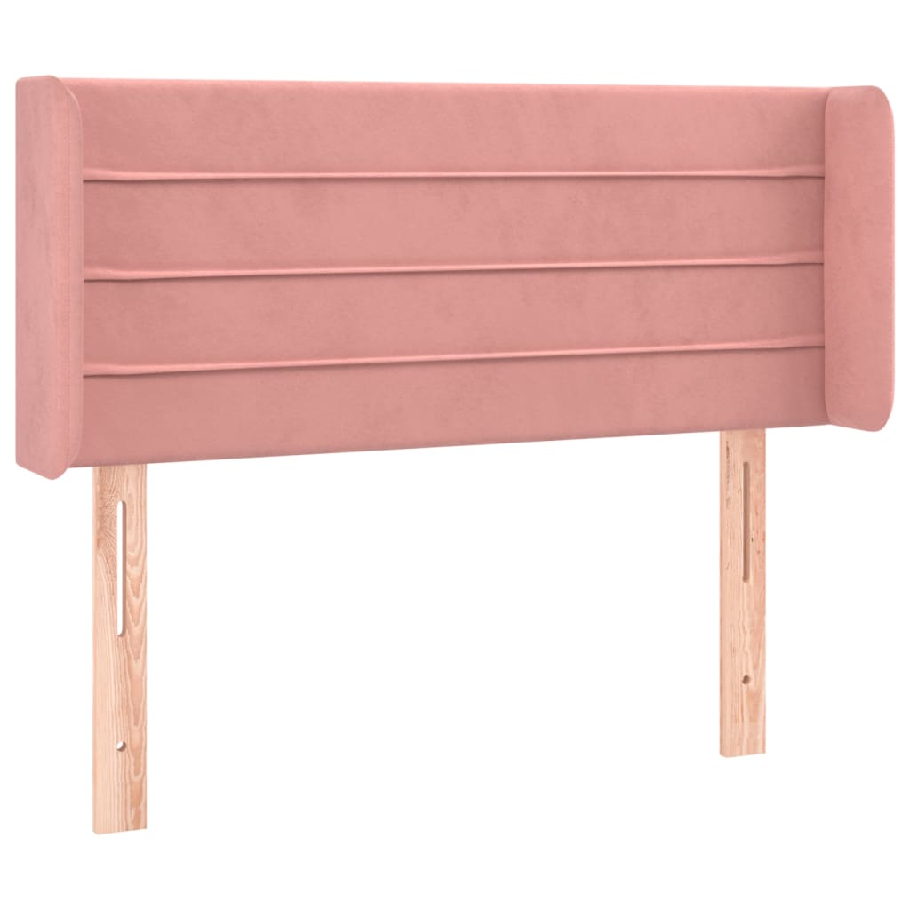 Cabeceira de cama c/ luzes LED veludo 83x16x78/88 cm rosa