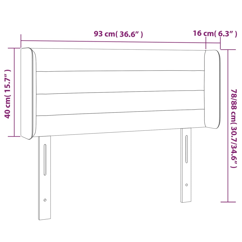 Cabeceira de cama c/ luzes LED veludo 93x16x78/88 cm preto