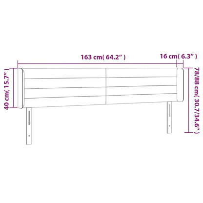 Cabeceira cama c/ luzes LED veludo 163x16x78/88 cm azul-escuro