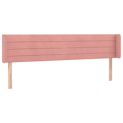 Cabeceira de cama c/ luzes LED veludo 163x16x78/88 cm rosa