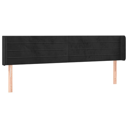 Cabeceira de cama c/ luzes LED veludo 183x16x78/88 cm preto