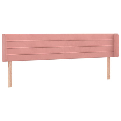 Cabeceira de cama c/ luzes LED veludo 203x16x78/88 cm rosa