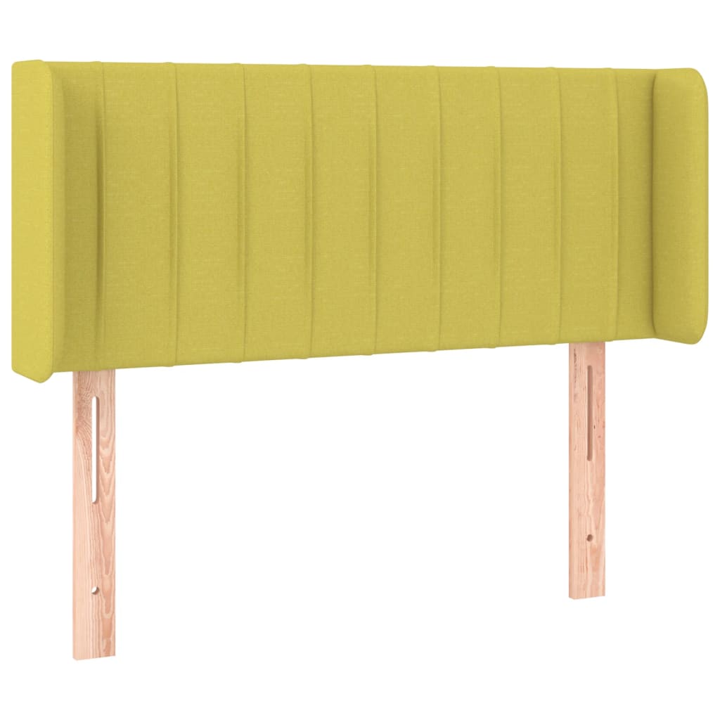 Cabeceira de cama c/ luzes LED tecido 103x16x78/88 cm verde