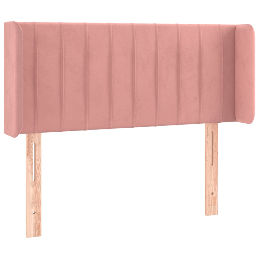 Cabeceira de cama c/ luzes LED veludo 83x16x78/88 cm rosa