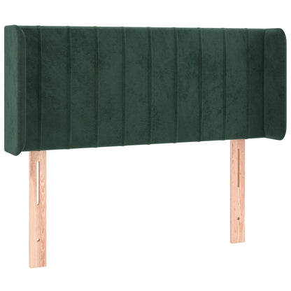 Cabeceira cama c/ luzes LED veludo 93x16x78/88 cm verde-escuro