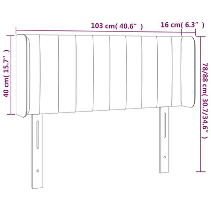 Cabeceira de cama c/ luzes LED veludo 103x16x78/88 cm preto