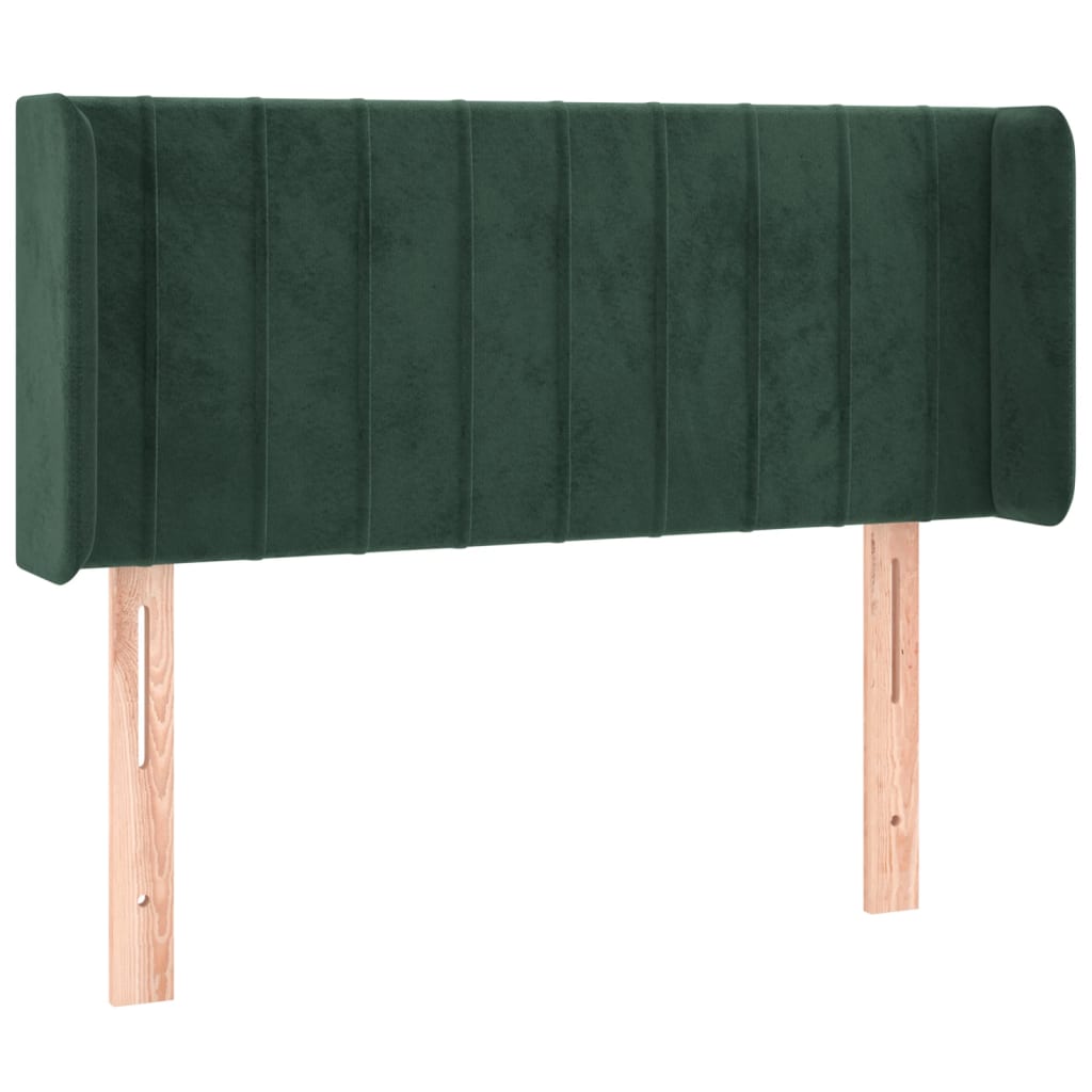 Cabeceira cama c/ luzes LED veludo 103x16x78/88 cm verde-escuro