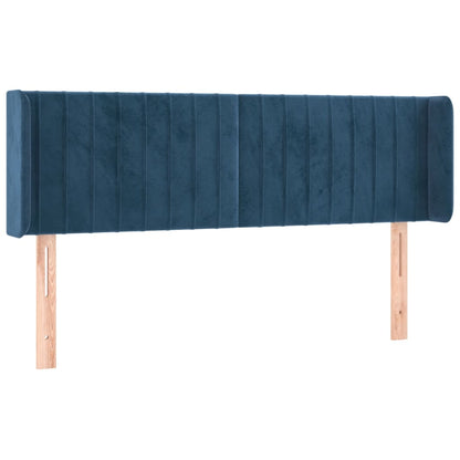 Cabeceira cama c/ luzes LED veludo 147x16x78/88 cm azul-escuro