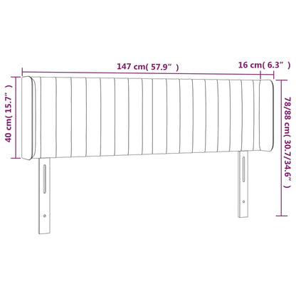 Cabeceira cama c/ luzes LED veludo 147x16x78/88 cm azul-escuro