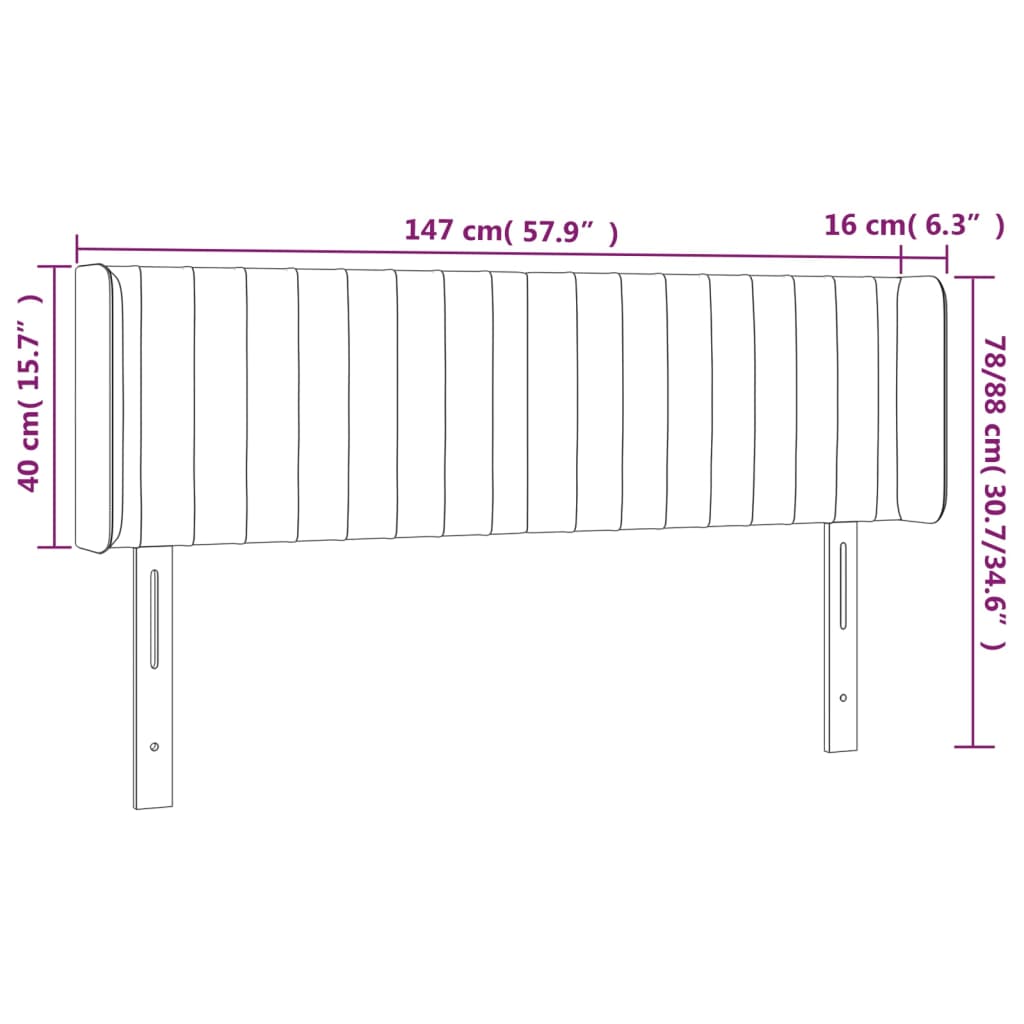 Cabeceira de cama c/ luzes LED veludo 147x16x78/88 cm rosa