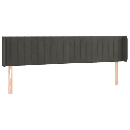 Cabeceira cama c/ luzes LED veludo 163x16x78/88cm cinza-escuro