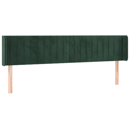 Cabeceira cama c/ luzes LED veludo 163x16x78/88 cm verde-escuro