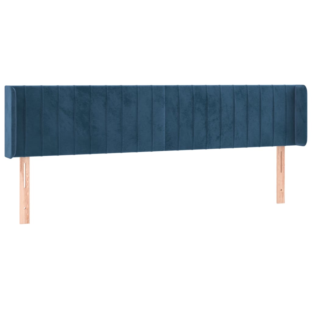 Cabeceira cama c/ luzes LED veludo 183x16x78/88 cm azul-escuro