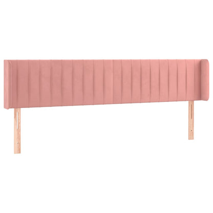 Cabeceira de cama c/ luzes LED veludo 203x16x78/88 cm rosa