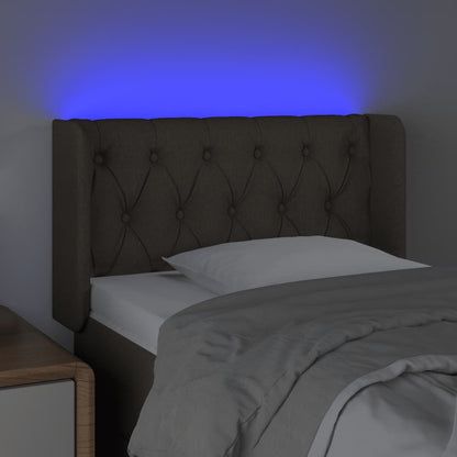 Cabeceira cama luzes LED tecido 83x16x78/88cm cinza-acastanhado