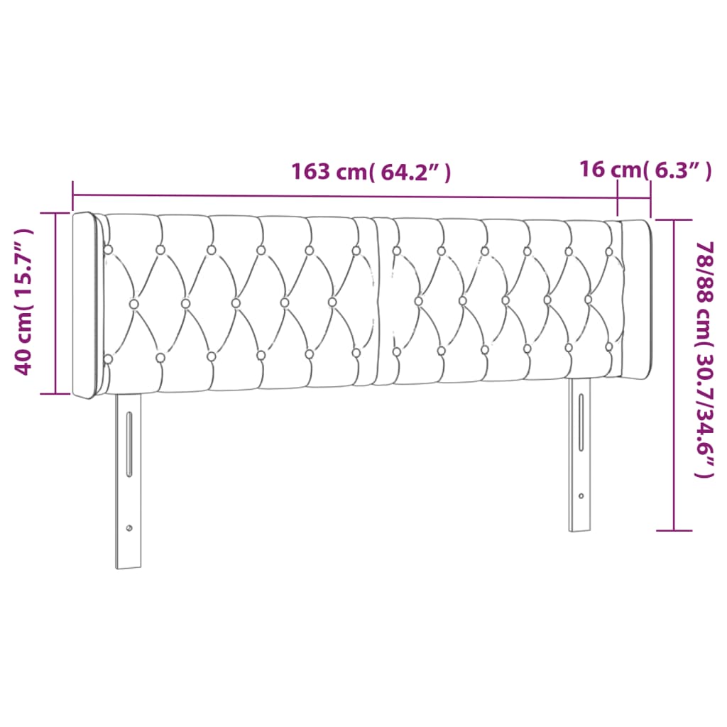 Cabeceira de cama c/ luzes LED 163x16x78/88cm cinza-acastanhado