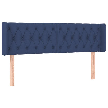 Cabeceira de cama c/ luzes LED tecido 163x16x78/88 cm azul