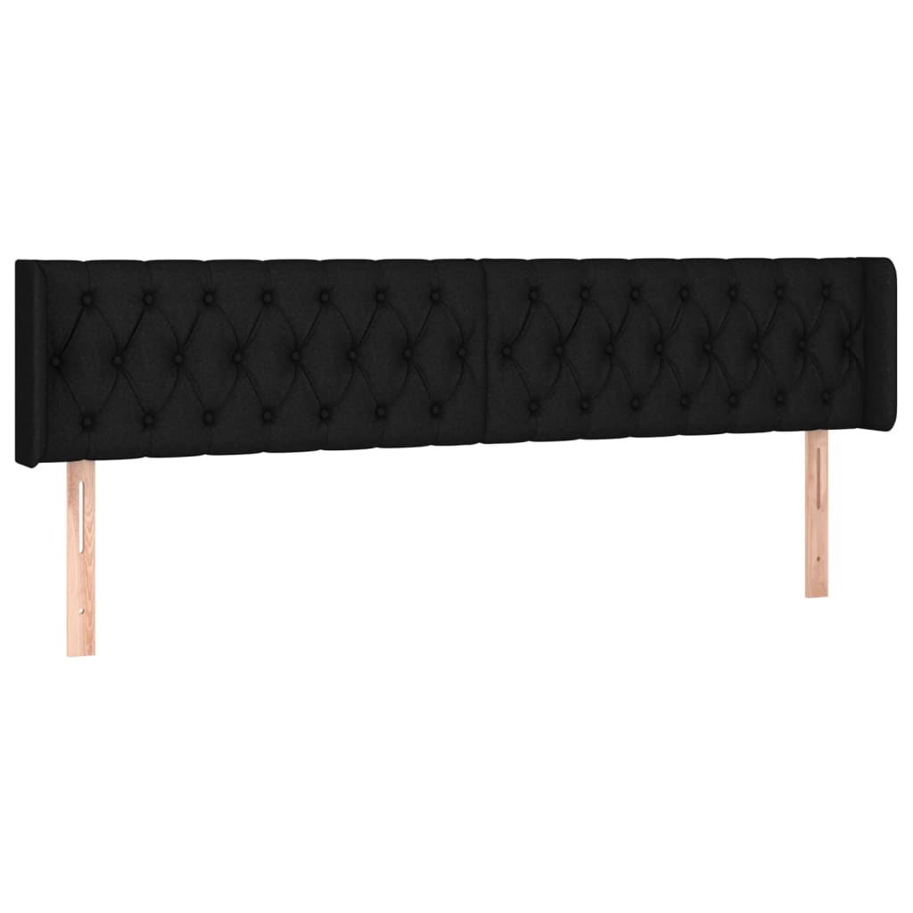 Cabeceira de cama c/ luzes LED tecido 203x16x78/88 cm preto