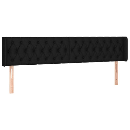 Cabeceira de cama c/ luzes LED tecido 203x16x78/88 cm preto