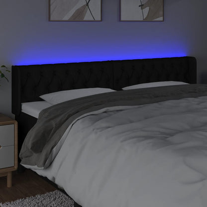 Cabeceira de cama c/ luzes LED tecido 203x16x78/88 cm preto