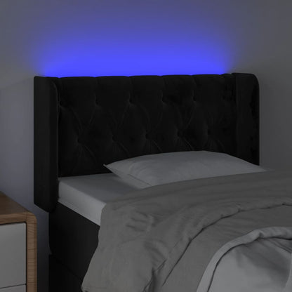 Cabeceira de cama c/ luzes LED veludo 83x16x78/88 cm preto