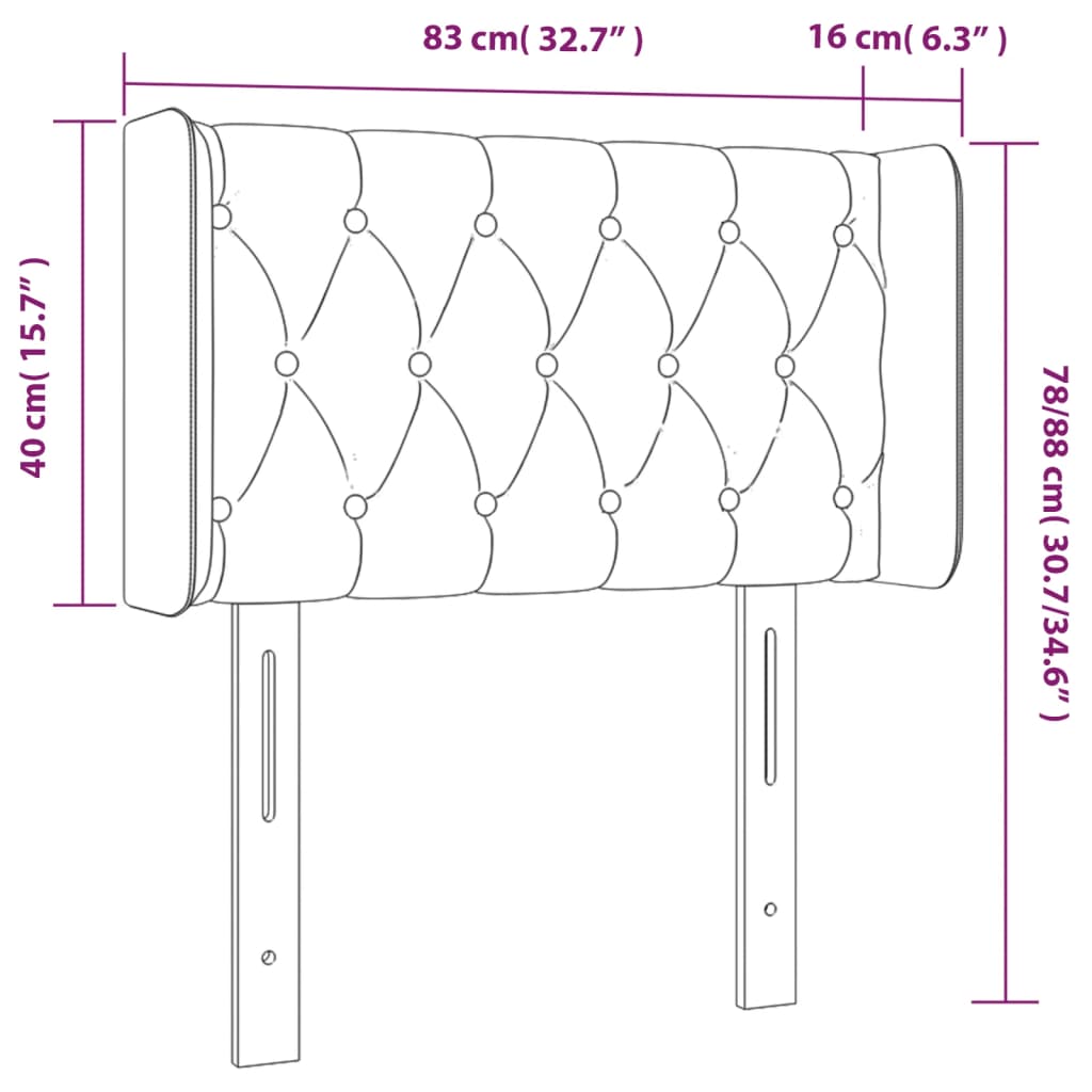 Cabeceira de cama c/ luzes LED veludo 83x16x78/88 cm preto