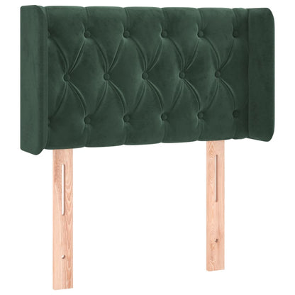 Cabeceira cama c/ luzes LED veludo 83x16x78/88 cm verde-escuro