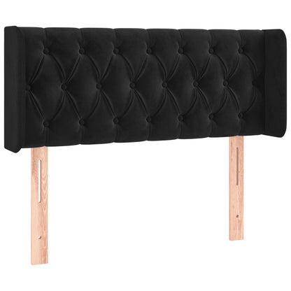 Cabeceira de cama c/ luzes LED veludo 93x16x78/88 cm preto